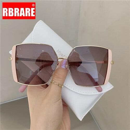 RBRARE Oversized Sunglasses Women 2021 Luxury Brand Sunglasses for Women Retro Square Sunglasses Women Metal Gafas De Sol Mujer