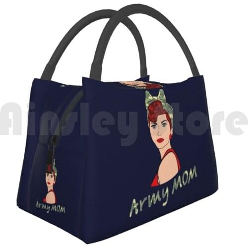 Portable Insulation Bag Proud Army Mom Camouflage Hair Band Military Mother Camo Army Moms Strong Woman American Flag Hair Band