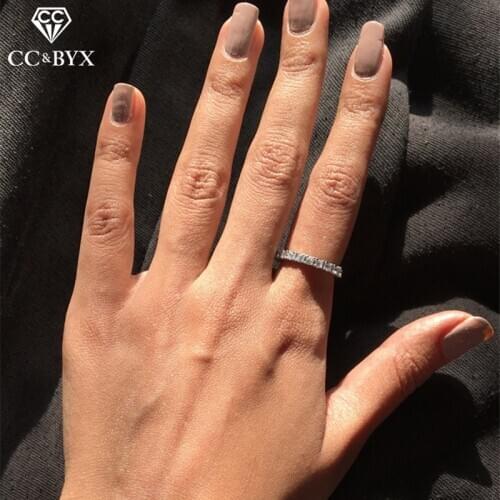 CC Simple Rings For Women Trendy 925 Silver Jewelry Cubic Zirconia Bridal Wedding Engagement Bijoux Femme Drop Shipping CC1565