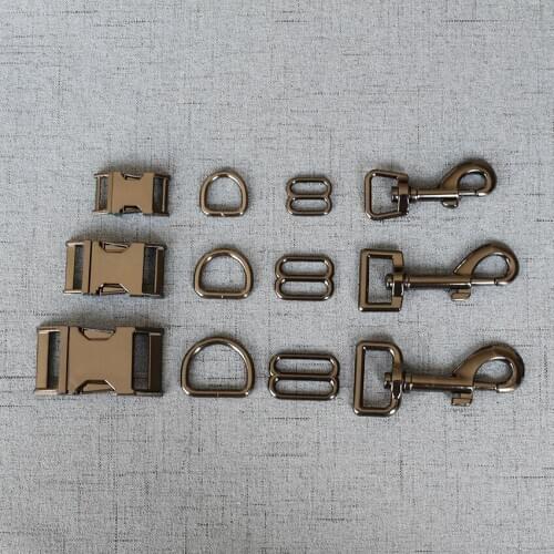 1 Set 15mm/20mm/25mm Gun Black Metal Straps Slider D Ring Release Belt Buckle Spring Hook Clasp For Pet Leash Harness Sewing