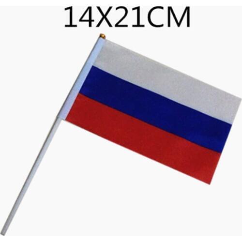 50 pcs Russia Hand Flag National Hand Flag 14*21cm Polyester Small Size Flying Banner Custom Hand flag