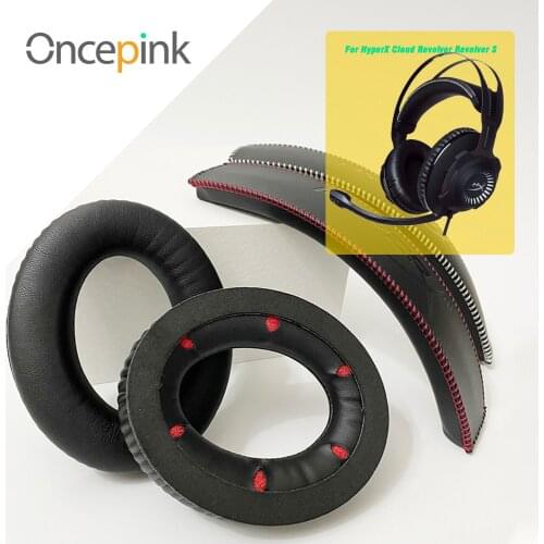 Oncepink Replacement EarPads Headband For HyperX Cloud Revolver Revolver S Headphone Ear Cover Repair Earphones Accessories