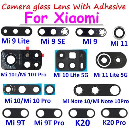 Glass Camera Lens with Tape For Xiaomi Redmi 9C K20 / K20 Pro Mi 11 Mi 9 Lite 9T 9T Pro 9se 9 10 10T Note 10 Pro 10 Lite
