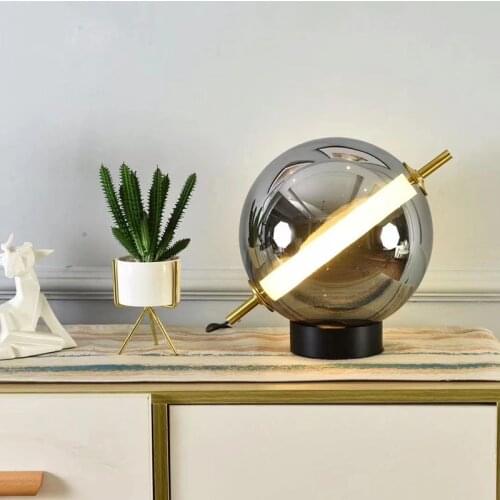 LED Glass Table Lamp Bedroom Bedside Lamp Modern Smoke Glass Home Decor Desk Lamp Office Study Reading Lighting Fixtures