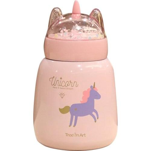 304 Stainless Steel Unicorn Thermos Cup Korean Mini Big Belly Cup Girly Heart Water Cup Primary School Children Portable Handy
