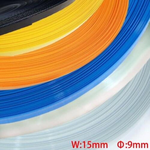 12M Green Blue Clear Black 15mm Width 9mm Diameter Insulation Capacitor Battery Pack Protective PVC Heat Shrink Shrinkable Tube