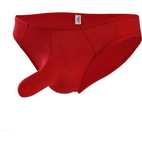 Sexy Men Underwear Ice Silk Elephant Nose Long Penis Pouch Briefs Males Soft Panties Man Low Waist Underpants Fetish Gay Briefs