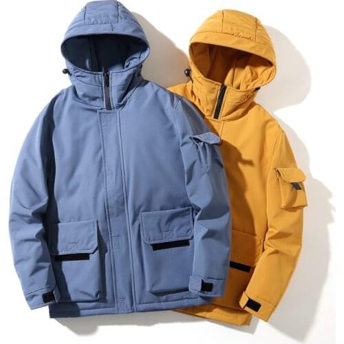 Men Windbreaker Hooded Cargo Jacket Mens Winter Pocket Jacket Male 2021 Waterproof Warm Casual Streetwear Jacket Coats