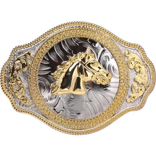 Vintage Engraved Golden Horse Belt Buckle Western Cowboy Mens Motorcycles Jeans Accessories