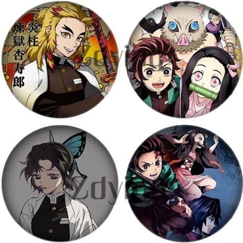 Zdying Japan Anime Demon Slayer Kimetsu No Yaiba Round Glass Cabochon 12mm 16mm 18mm 20mm 25mm DIY Keychain Jewelry Findings