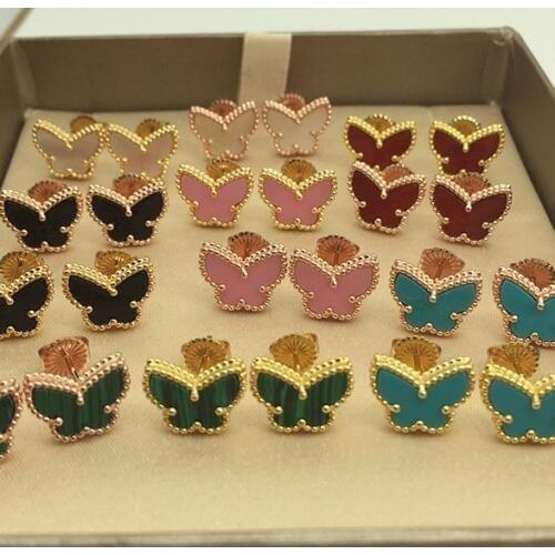 Elegant Hot Brand Butterfly Stud Earring Women 100% Sterling Silver With Real Stone Female Mini Ear Stud Top Quality Bijoux Gift