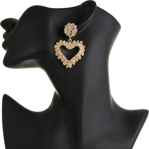 2019 New Fashion Drop Earrings For Women Hollow Love Heart Big Statement Earrings Wedding Party Jewelry Dropshipping