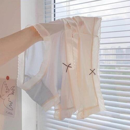 Women cute panties strawberry intimates accessories soft girl satin seamless cotton loli slip transparent pink Mid waist briefs