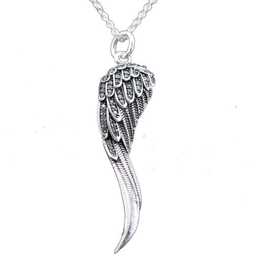 Authentic 925 Sterling Silver Eagle Wings Fashion Pendant Necklace Fit Pandora Women Bead Charm Gift DIY Jewelry