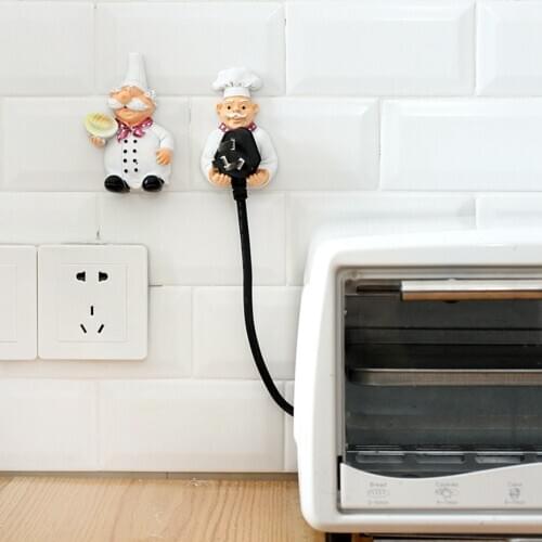 1pc Multifunction Chef Styling Kitchen Plug Bracket Organizer Socket Power Cord Storage Rack Resin Sticky Hook