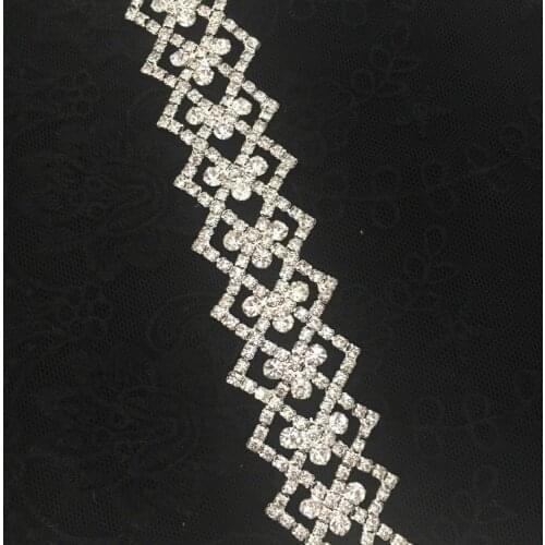 1 yard/lot) 3cm Width Wholesale High Grade Silver Tone Crystal Trim Bridal Wedding Rhinestone Strass Trims