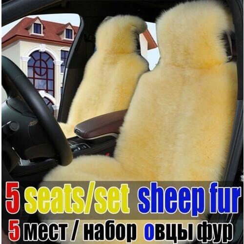 100% real sheep fur 5 seats covers for 1 set car seat cover cushion warm and simple long wool car seats covers cushion