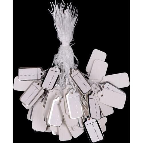 100PCS/Lot White/Silver/Gold Rectangular Label Tie String Jewelry Clothes Display Merchandise Price Tags
