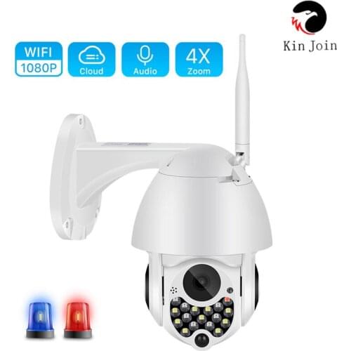 1080P Outdoor Wifi PTZ Camera with Siren Light Auto Tracking Cloud Home Security IP Camera 2MP 4X Digital Zoom Speed Dome Camera