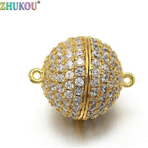 14*18mm Brass Cubic Zirconia Globular Clasps Hooks for Diy Jewelry Findings, Mixed Color, Model: VK25
