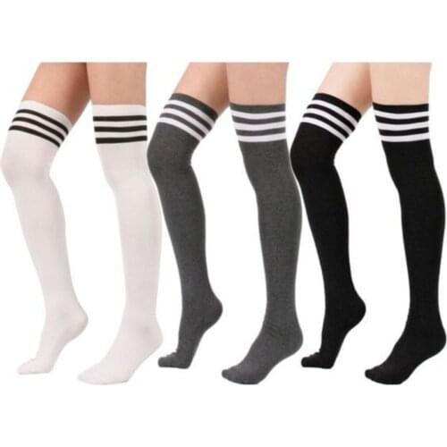 3 double Above Knee Striped Stockings 3 Double leggings college stocking 3 color 3 double