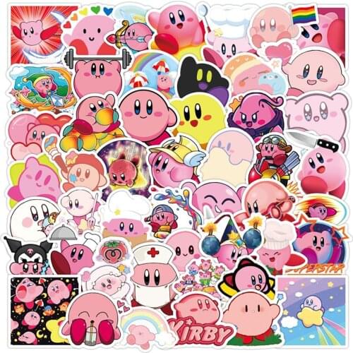 50pcs Pokemon Kawaii Stickers Anime Kirby Series Room Accessories Suitable for Refrigerator Guitar Suitcase Graffiti Sticker