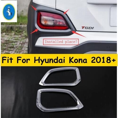 Accessories Rear Tail Fog Lights Lamps Decoration Frame Cover Trim Chrome Exterior Refit Fit For Hyundai Kona 2018 - 2021 ABS