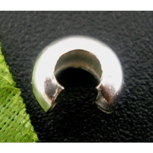 Free Shipping! 200PCs Silver Tone Crimp Beads Covers 6mm x5.5mm( 2/8" x 2/8") J0965