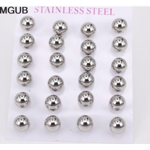 3mm 4mm 5mm 6mm 7mm 8mm diameter stainless steel simple Metal beads studs earrings Popular does not fade jewelry LH650