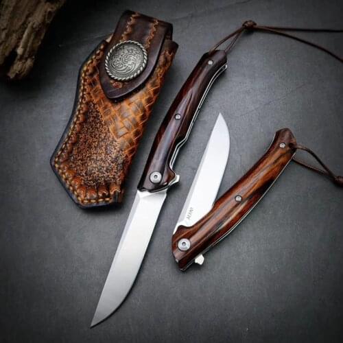 Desert Ironwood handle M390 Steel Blade Folding Knife High Hardness Sharp outdoor camping hunting Survival Pocket Knife