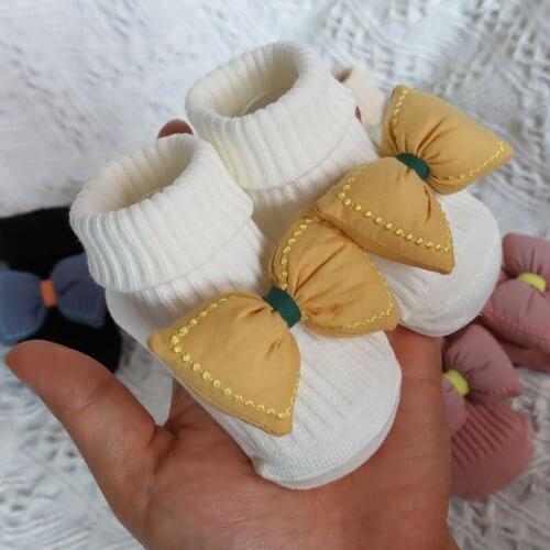 Baby Vertical Stripe Doll Socks Bow Shape Socks Baby Full Moon Non Slip Socks
