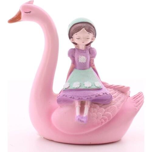 Girl Sitting Decorative Pink Swan Trinket Big Size