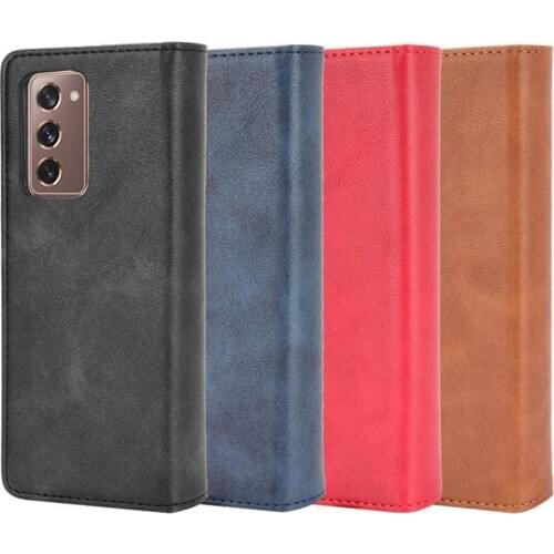 For Samsung Galaxy Z Fold 2 5G Case CENMASO Luxury Leather Magnetic Case Flip Z Phone Folding Fold2 Galaxy For Samsung