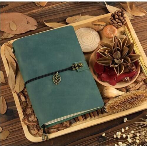 Hot Sale 100% Genuine Cow Leather Cover Travelers Notebook Diary Journal Vintage Handmade Cute Travel Note Book Pocket