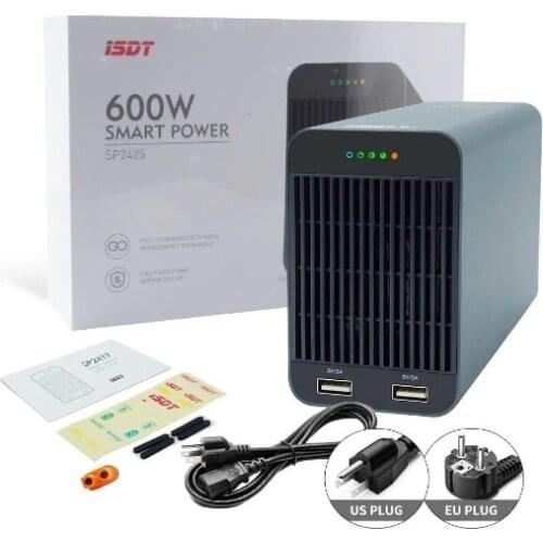 ISDT SP2425 BattGo 600W 25A LED Indicator Light Smart Power Supply Adapter With Dual USB Charging Output - EU Plug