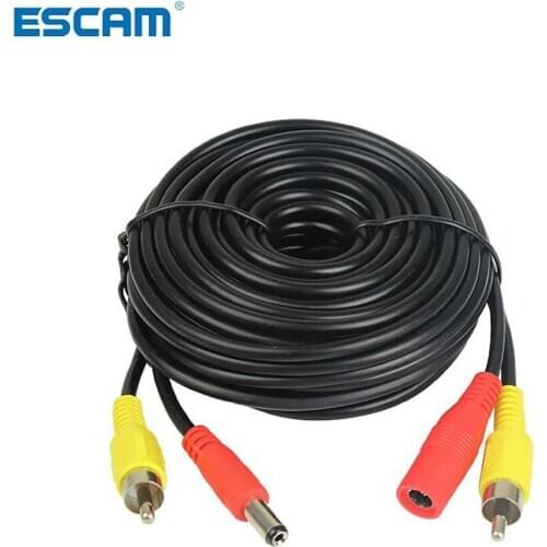 ESCAM 20M 10M 5M RCA cable the Audio cable Video Power AV Black Cable for DVR CCTV Security Surveillance Camera