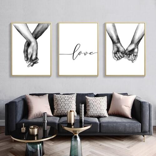 Hold Hands Lover Full Square/Round DIY 5D Diamond Painting Cross Stitch Kits Mosaic Embroidery Black and White Love Wall Picture
