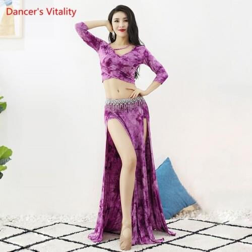 Belly Dance Suit for women belly dancing half sleeves top Split Skirt Practice Clothes Set Oriental Dancing Performance Clothing