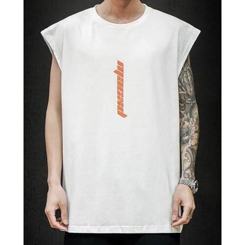 Summer Black White Cotton Tank Tops Men Sleeveless Tees O-Neck Fashion Hip Hop Tops All Match Workout Gym Clothing Vest 45-110kg