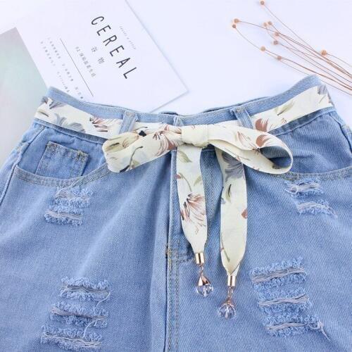 New fashion chiffon thin flowers waist fabric belts crystal women Cloth belt ribbon rope gridle bowknot chain for dresses skirt
