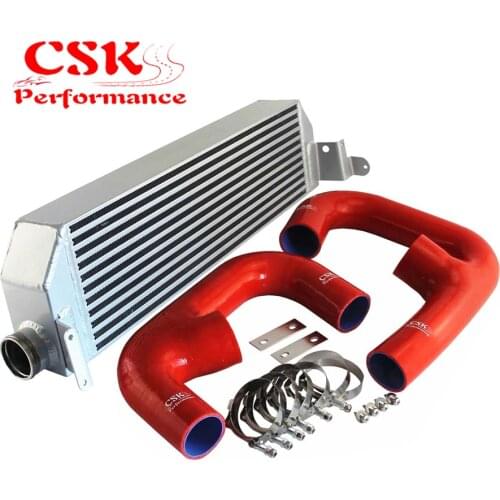 Upgrade FMIC Twin Intercooler Silver+Black/Blue/Red Hose Kit Fits For Volkswagen Golf R GTI MK7 2.0T