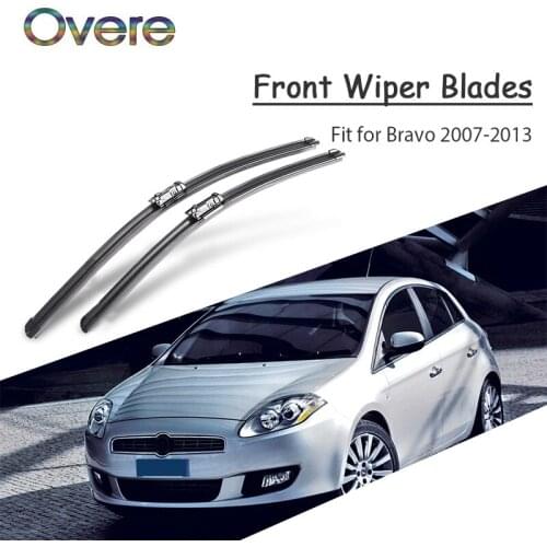 Overe 1Set Rubber Car Front Wiper Blade Kit For Fiat Bravo 2013 2012 2011 2010 2009 2008 2007 Original repair Accessories