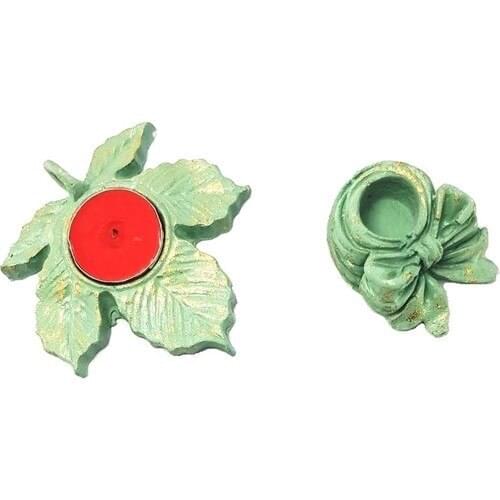 Merland Tumbled Model Green Hand Handwork Candle Holder and Şamdanlık