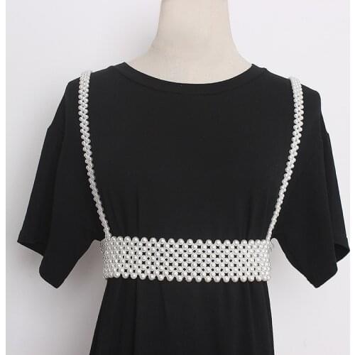 Handmade Weaving Pearl Shoulder Waist belt Vest Body Bondage Cage Sculpting Harness Pearl Waist Belt Straps Suspenders Belt 2021