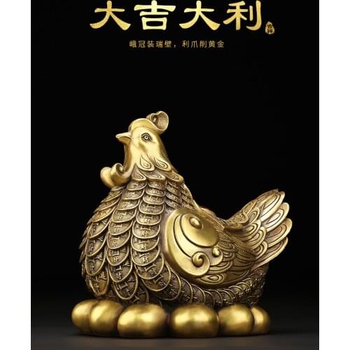 Handmade all copper Chicken Rooster new year big lucky chicken set home decoration craft decoration