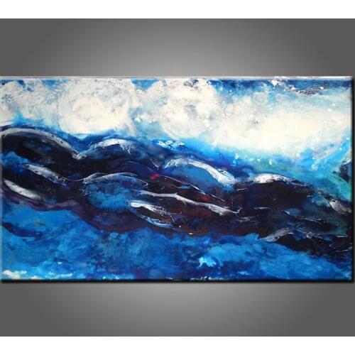 Artist Hand Painted High Quality Abstract Blue Oil Painting For Bathroom And Living Room Decoration Abstract Blue Oil Painting