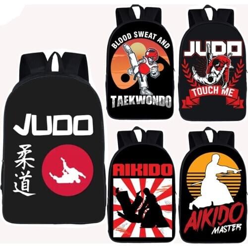 Cool Martial Art Judo / Taekwondo Backpacks for Teenage Girls Boys Karate / Aikido Children School Bags Women Men Travel Bag