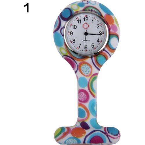 Patterned Silicone Nurses Brooch Tunic Fob Pocket Watch Stainless Dial N76Y