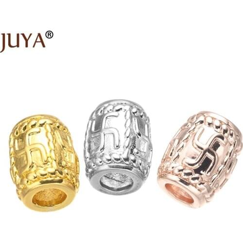 High Quality Copper Metal Buddhism Symbol Beads For Jewelry Making Hand Made Jewelry Accessories Big Hole Beads Findings