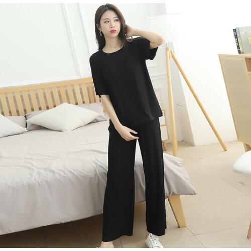 2020 Women Threaded Home Service Suit Split Spring Summer Short-Sleeved Pajamas Women Sleepwear Nightwear Casual Sleep Set 2PCS
